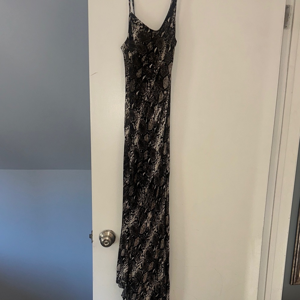 Nation LTD Black and White Snake-Print Maxi Dress